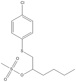 Molecular Structure of 110123-89-2 (2-Hexanol, 1-[(4-chlorophenyl)thio]-, methanesulfonate)